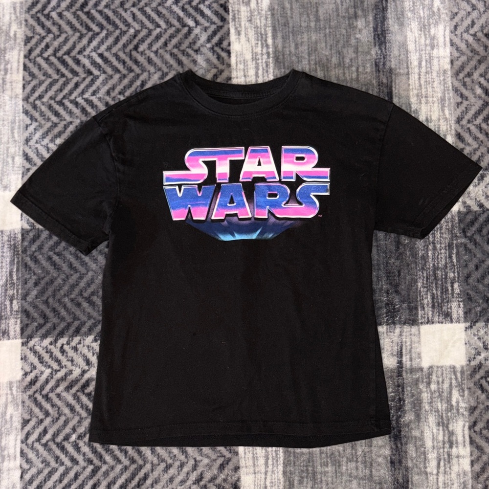 Star Wars Black Tee with Pink and Purple Gradient Logo